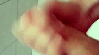 Bathroom fun with bisexual cumshot masturbation