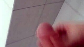 Bathroom fun with bisexual cumshot masturbation