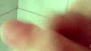 Bathroom fun with bisexual cumshot masturbation