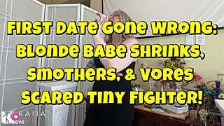 Blonde Babe's First Date Goes Wrong with Shrinking and Squishing