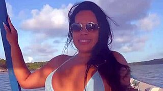 brazilian latina wife enjoys bikini on boat ride with pov