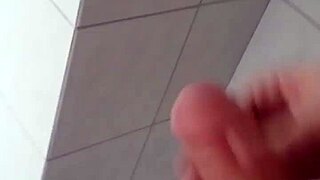 Bathroom fun with bisexual cumshot masturbation