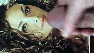 She is a lesbian but addicted to hot cum on her face. Cum please, beautiful swallow.