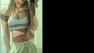 Athletic blonde Francis Kweldam flexes her big ass and tits boldly