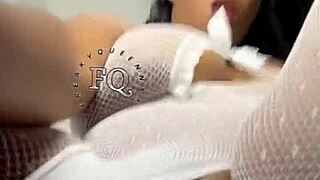 Watch freakyqueennxx riding long dildo in cowgirl with bouncing boobs