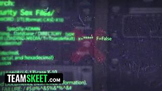 Snobby cheerleader gets fucked by security guard after shoplifting lip gloss