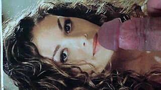 She is a lesbian but addicted to hot cum on her face. Cum please, beautiful swallow.