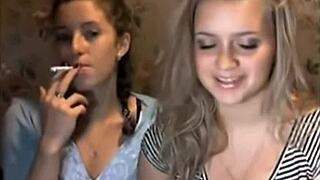 girls cam with cigarette smoke