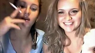 girls cam with cigarette smoke