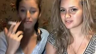 girls cam with cigarette smoke