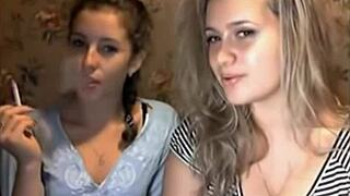 girls cam with cigarette smoke