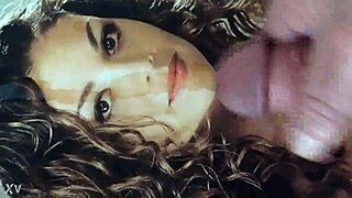 She is a lesbian but addicted to hot cum on her face. Cum please, beautiful swallow.