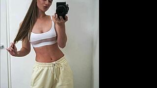 Athletic blonde Francis Kweldam flexes her big ass and tits boldly