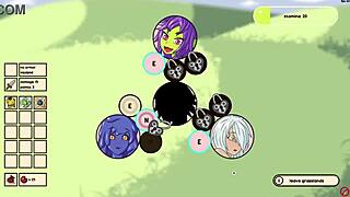 Slime girl encounters monster in incursion game. Clothes rip during striptease revealing pussy and tits