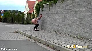city pissing at its sexiest, watch this blonde amateur voyeur in public outdoor softcore