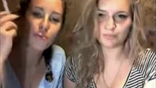 girls cam with cigarette smoke
