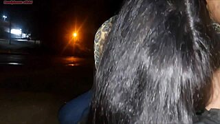 woman waiting for bus reacts to unexpected encounter