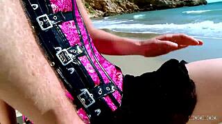 Punk Babe Experiences Intense Blowjob and Riding on Public Beach