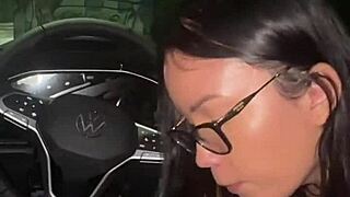 hot asian rides big black cock bareback in public uber ride