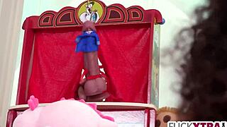 Petite Pigtail Teen Fucks Puppet Master