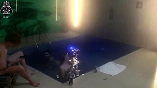 Threesome with friends in the motel pool part 1