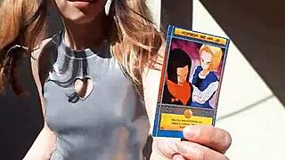 bonneyuwu shows her body with cards in cute cosplay 😍