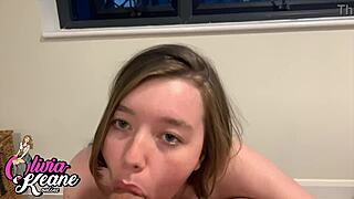 gorgeous british 18 year old teen sucks cock and plays with cum in her mouth