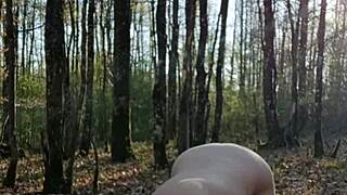 European Milf Slave Self-Spanks Outdoors