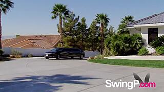 Big pool party with real couples getting oral and softcore sex