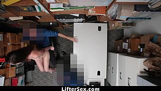 Teen shoplifter Lexi Lovell steals credit card, uses it in shop, so officer claims threesome credit for fucking her tight pussy!