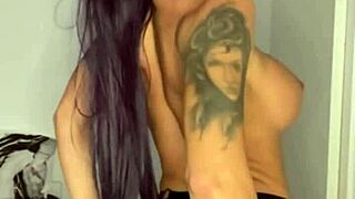 Hot Compilation Of Tattooed Brunette Playing With Her Wet Pussy And Using Huge Dildos