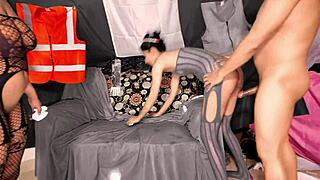 uttaran20 - cute sexy girl hot threesome sex with two guys in the bedroom