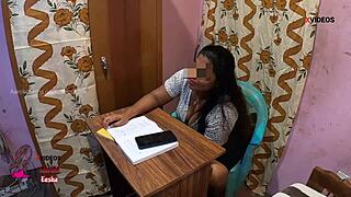 Indian Student Fucks Milf Teacher On Table With Horny Facefucking