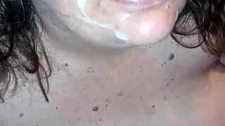 Step mommy gives handjob and sucks cock until cum on face