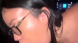 hot asian rides big black cock bareback in public uber ride