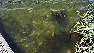 Almost caught at the lake fucking for anyone to watch