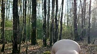 European Milf Slave Self-Spanks Outdoors