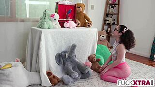 Petite Pigtail Teen Fucks Puppet Master