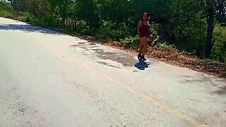 In Cancun, this MILF EXHIBITS her NATURAL TITS and ASS on the STREET, FLASHING BOOBS outdoors