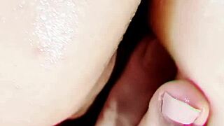 Mature Woman Finger Painting On Her Shaved Body Close Up And Spreading