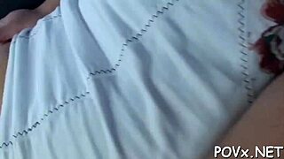 Shaved pussy gets rough pounding from hard cock