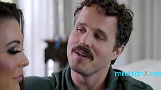 Cheating housewife uses her huge tits to warm colleague's cold feet