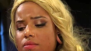 The ebony slut endures an intense anal gang bang fucking session