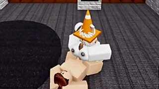 Slutty Roblox bunny girl sneaks in boys locker room then gets fucked