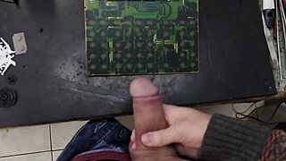 Moaning While Cumming on Work Machine