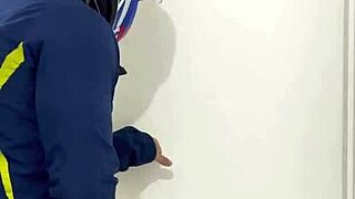 Motoboy Surprises Woman in Bathroom and Fucks Her Hard Until She Cums on His Cock