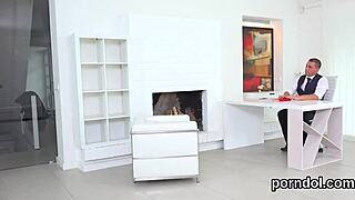 Natural gets seduced by aged lecturer and fucked hard in his office