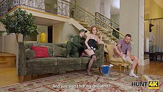 Banging Her Pussy in Front of Guard of Honor!