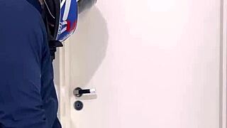 Motoboy Surprises Woman in Bathroom and Fucks Her Hard Until She Cums on His Cock