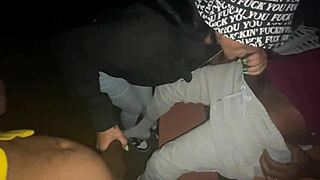 Park lizard lot slut sucks two dicks